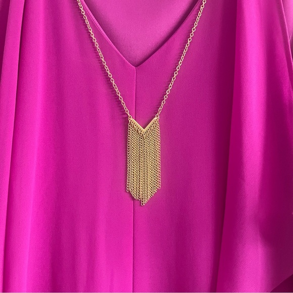 NWT Thalia Sodi Magenta Hi-Low Ruffle Dress | Sleeveless Flowing Party Dress - Picture 2 of 4